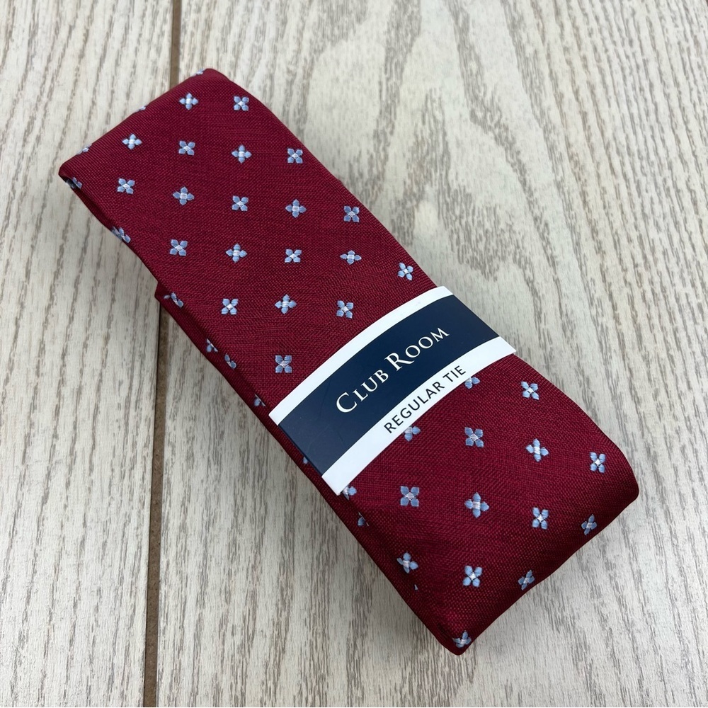 639 Club Room Men's Regular Tie Kenmore Neat 601 Burgundy $55 Polyester